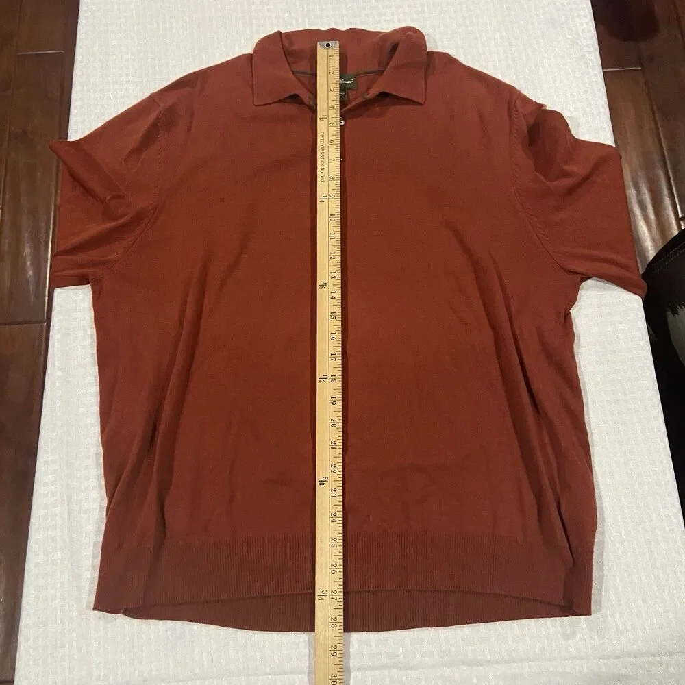 Eddie Bauer Red 1/4 Button Pullover Cotton Cashmere Sweater Mens Large - Picture 5 of 7